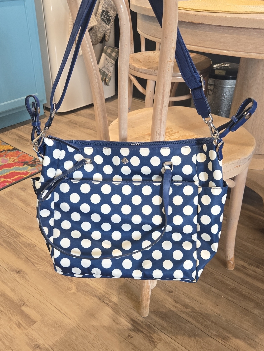 NWOT Navy Polka Dot Crossbody Diaper Bag/ Tote Bag